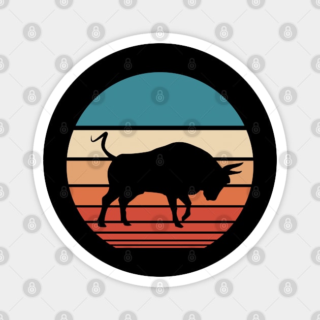 Bull Retro Sunset Magnet by FauQy